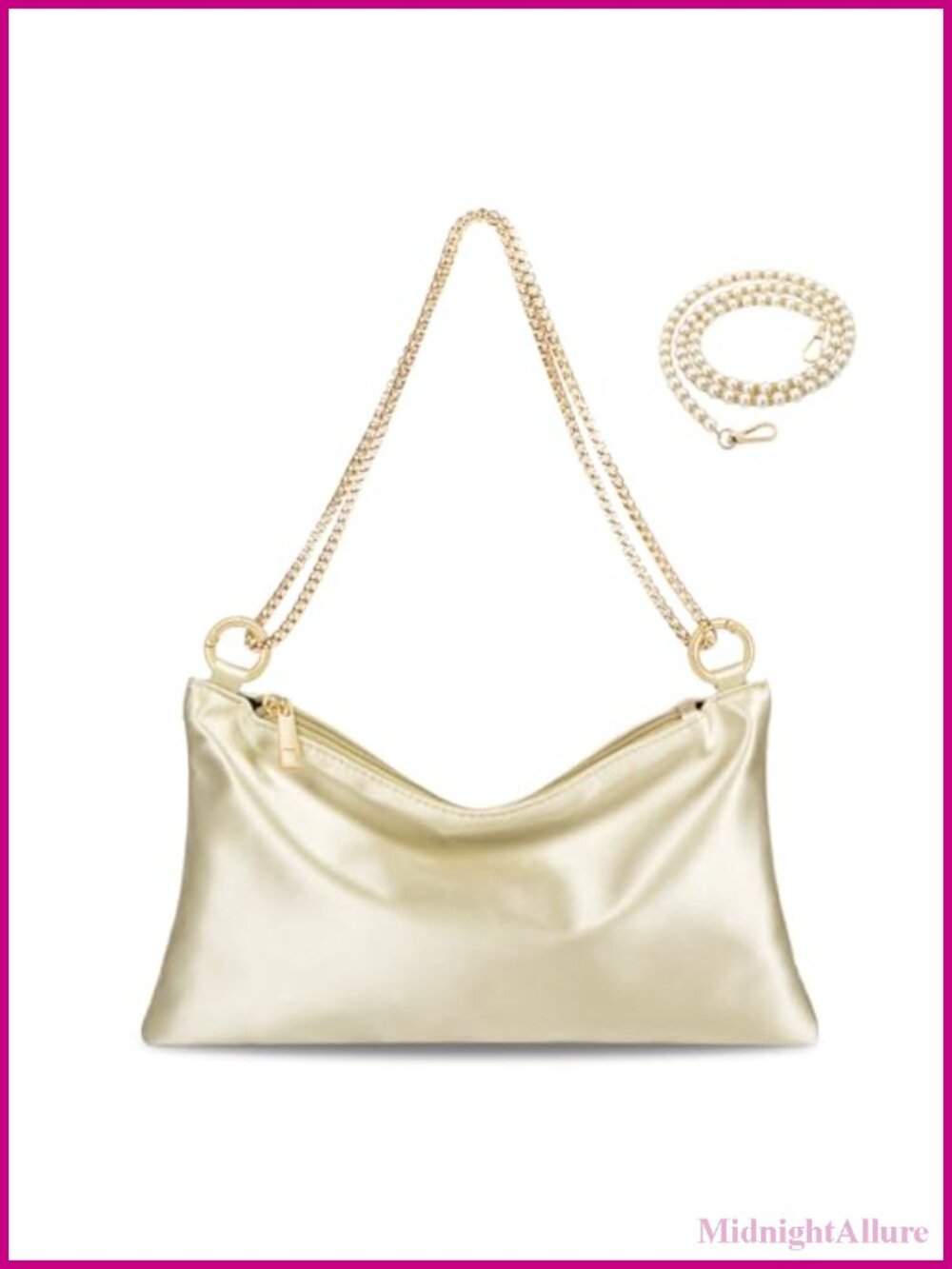 Satin Evening Clutch Purse with 2 Detachable Chains Formal Wedding Prom Bag